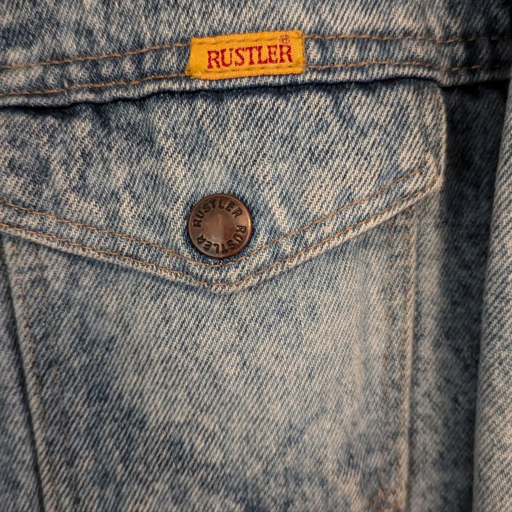 Vintage rustler acid wash denim jacket - Picture 3 of 6